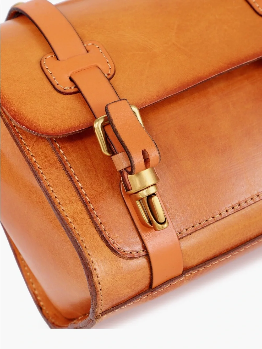 Classic Structured Crossbody Satchel in Caramel